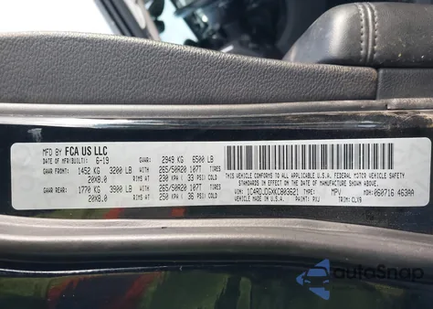 2019 Dodge Durango Gt Awd z USA, uszkodzony, nr VIN 1C4RDJDGXKC803621